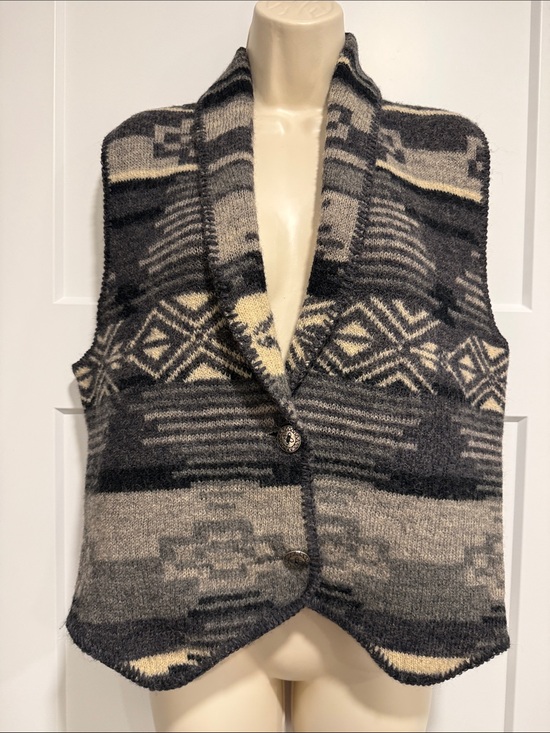 Alps Fine Womens Apparel Jackets & Blazers - Vintage Alps 100% Wool Southwestern Vest Large Made in USA Gray Western